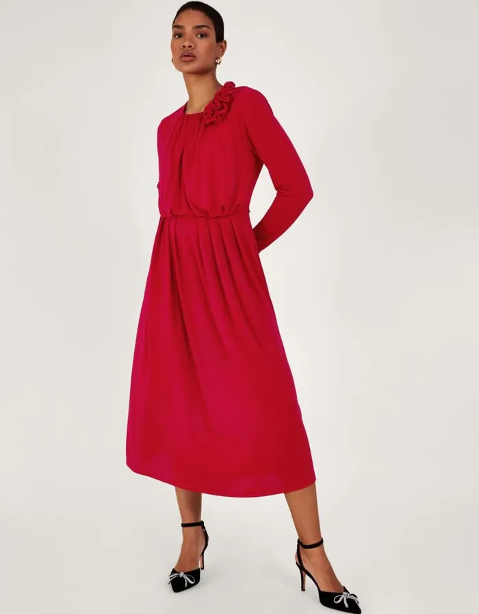 Monsoon Cleo Corsage Dress Red Women Maxi Dresses