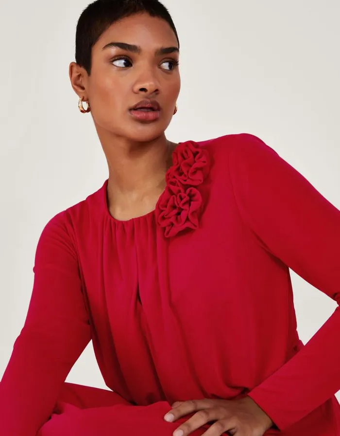 Monsoon Cleo Corsage Dress Red Women Maxi Dresses Monsoon Cleo Corsage Dress Red Women Maxi Dresses
