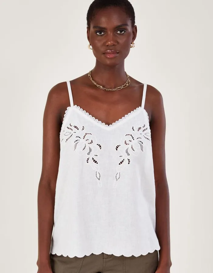 Monsoon Cutwork Embroidery Cami Top Ivory Women Tops and Blouses