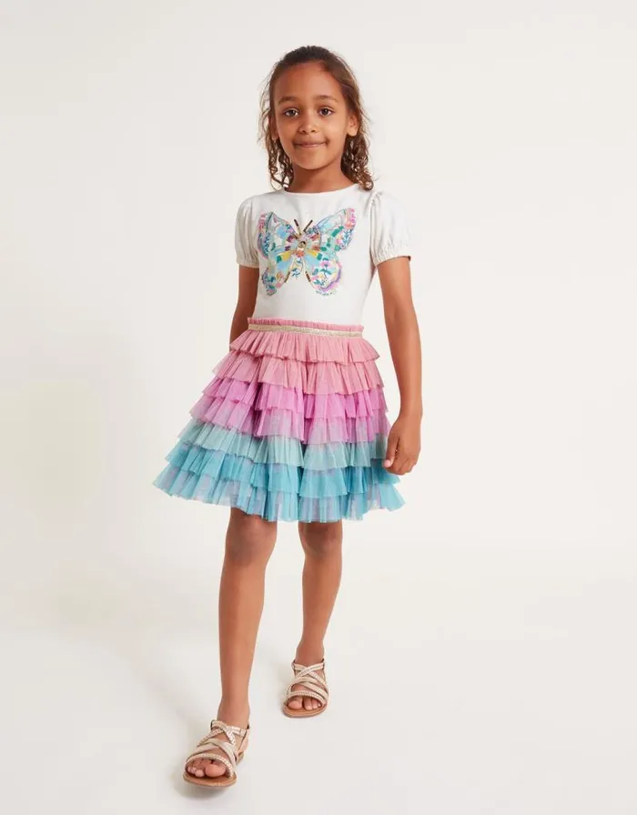 Monsoon Disco Butterfly Embellished Dress Multi Children Dresses