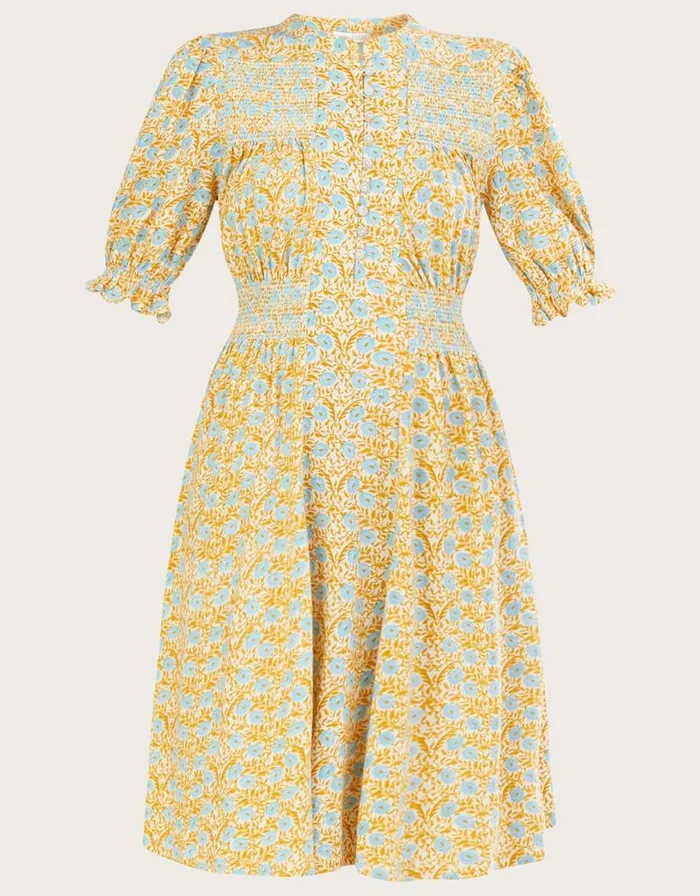 Monsoon Ditsy Floral Dress Yellow Women Casualwear Monsoon Ditsy Floral Dress Yellow Women Casualwear