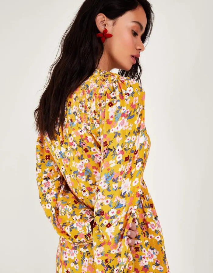 Monsoon Ditsy Floral Top Yellow Women Tops and Blouses