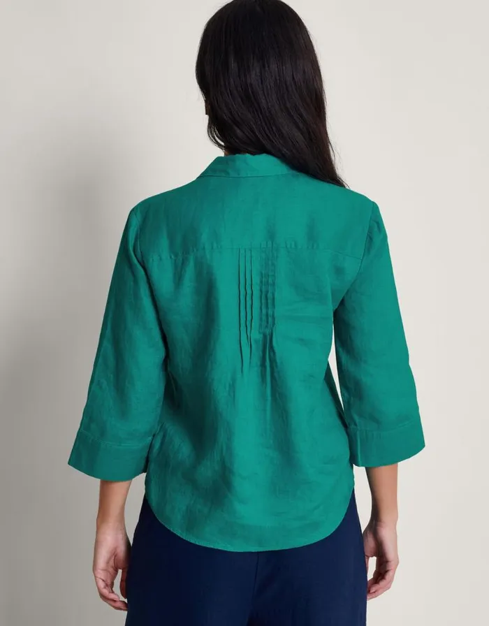 Monsoon Elsie Pintuck Linen Blouse Teal Women Tops and Blouses Monsoon Elsie Pintuck Linen Blouse Teal Women Tops and Blouses