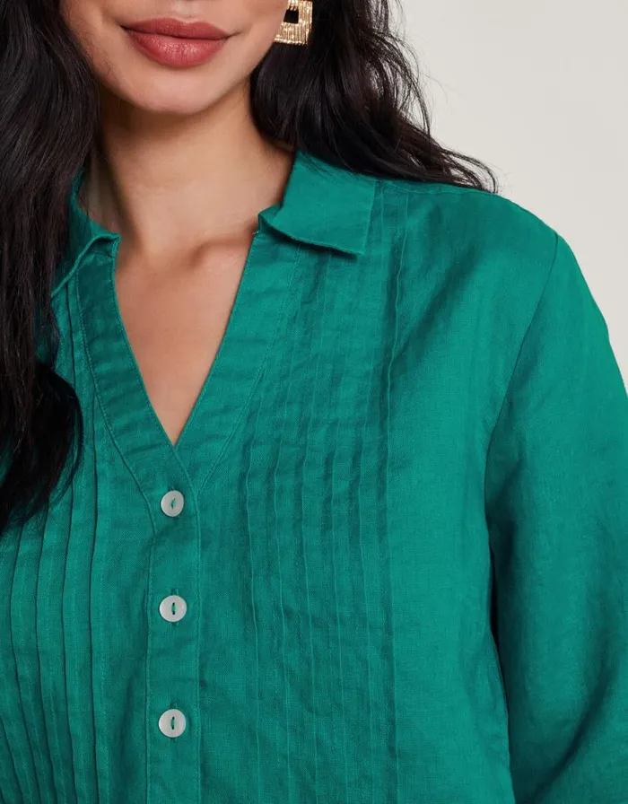 Monsoon Elsie Pintuck Linen Blouse Teal Women Tops and Blouses Monsoon Elsie Pintuck Linen Blouse Teal Women Tops and Blouses