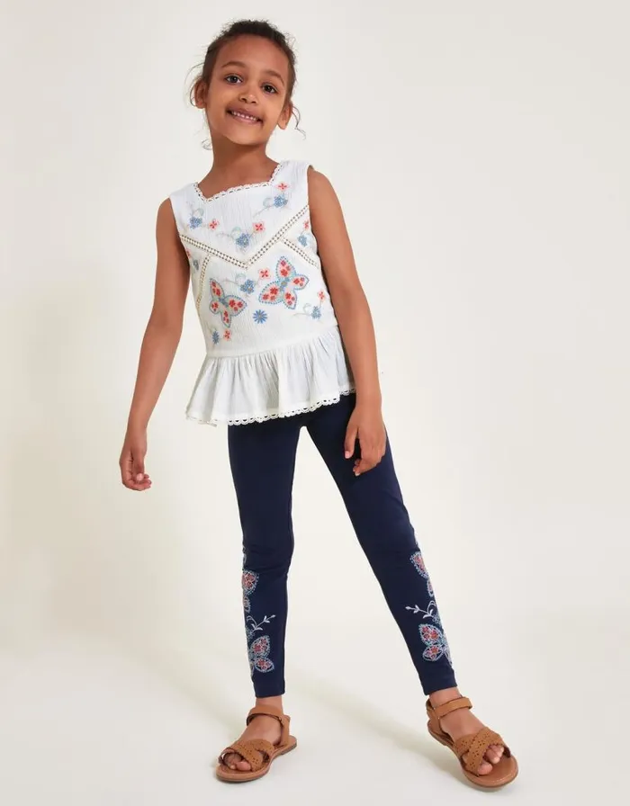 Monsoon Embroidered Butterfly Top And Leggings Set White Children Sets and Outfits Monsoon Embroidered Butterfly Top And Leggings Set White Children Sets and Outfits