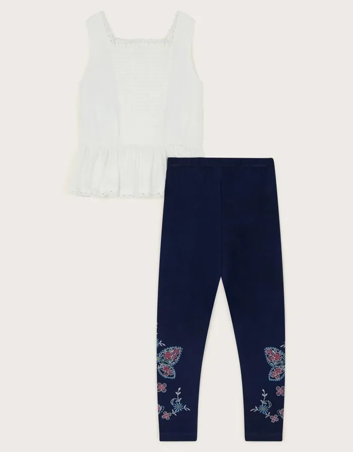 Monsoon Embroidered Butterfly Top And Leggings Set White Children Sets and Outfits Monsoon Embroidered Butterfly Top And Leggings Set White Children Sets and Outfits