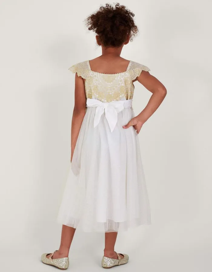 Monsoon Estella Dress Gold Children Dresses
