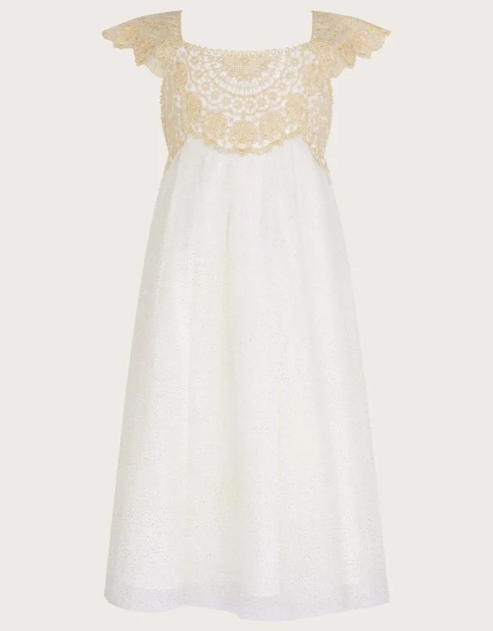 Monsoon Estella Dress Gold Children Dresses