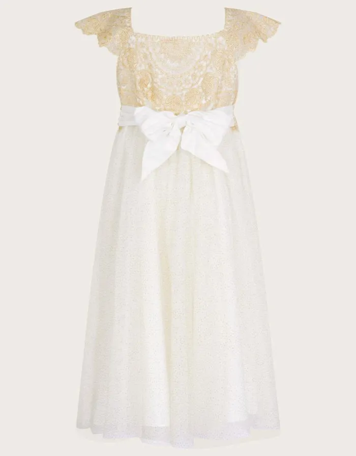 Monsoon Estella Dress Gold Children Dresses