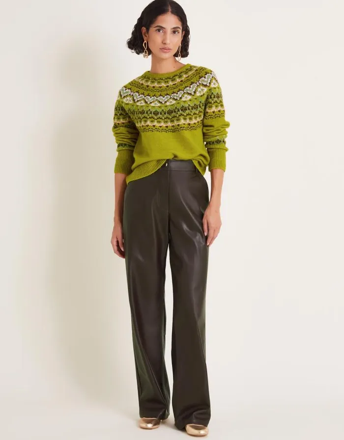 Monsoon Fern Fair Isle Jumper Green Women Knitwear Monsoon Fern Fair Isle Jumper Green Women Knitwear