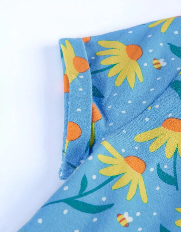 Monsoon Frugi Floral Skater Dress Blue Children Dresses