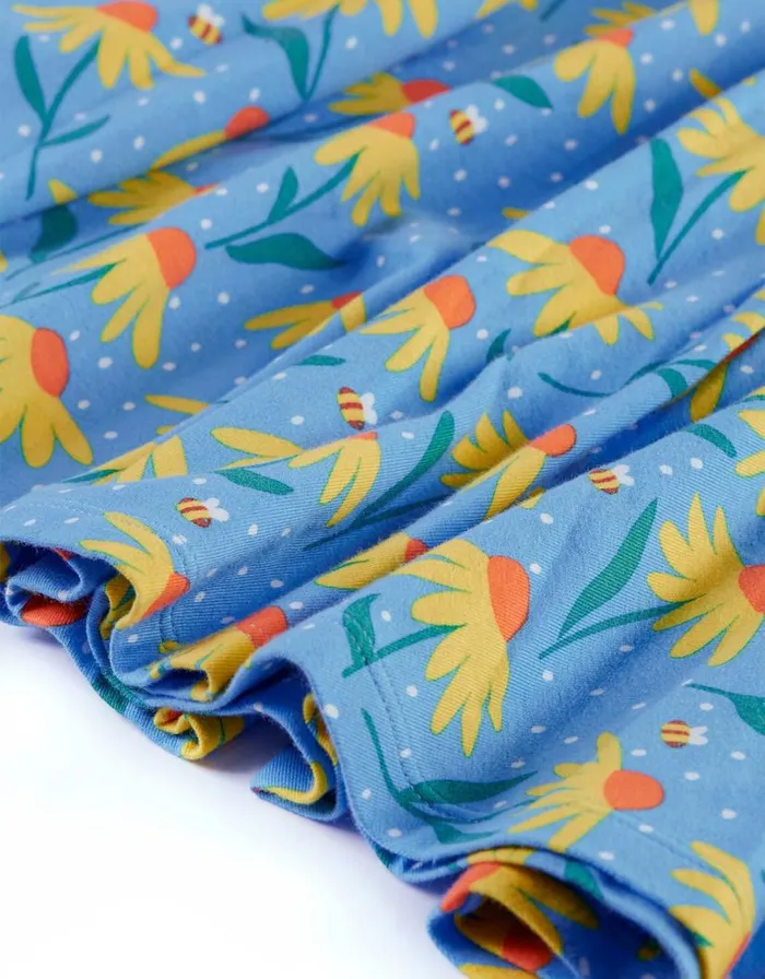 Monsoon Frugi Floral Skater Dress Blue Children Dresses
