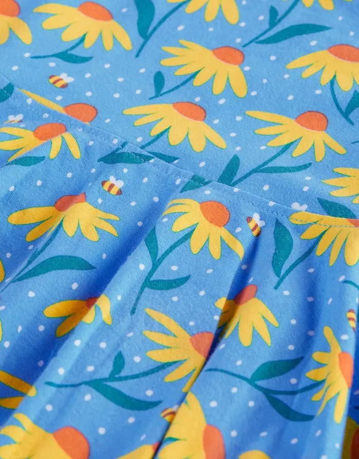 Monsoon Frugi Floral Skater Dress Blue Children Dresses