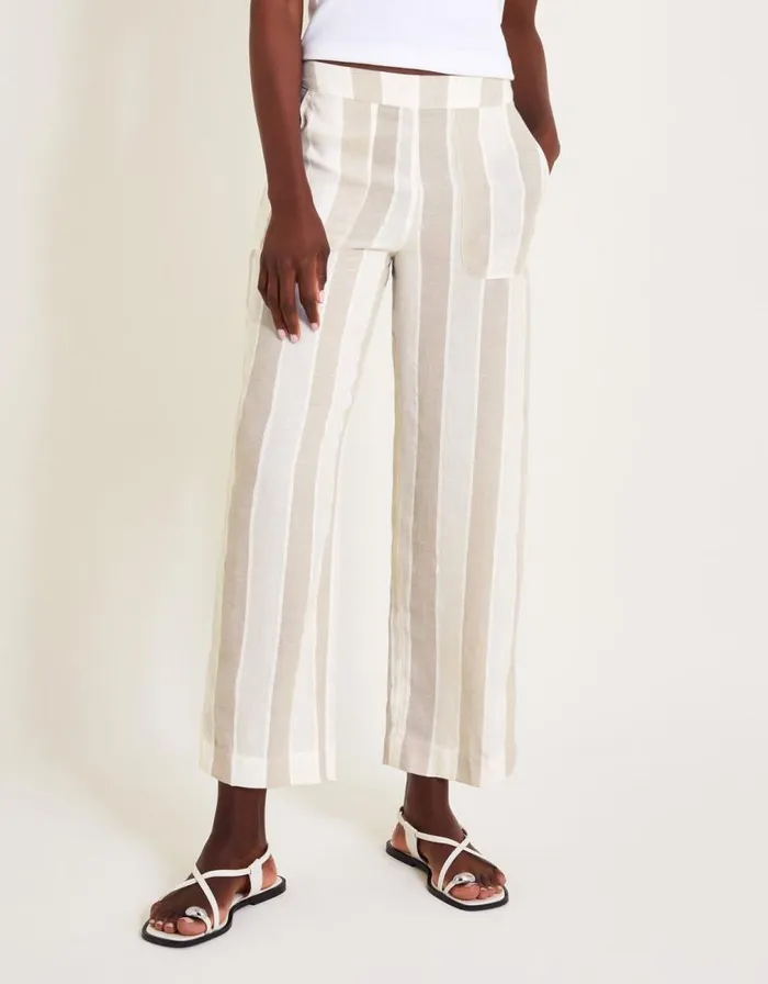 Monsoon Harley Stripe Linen Blend Trousers Natural Women Trousers and Jeans Monsoon Harley Stripe Linen Blend Trousers Natural Women Trousers and Jeans