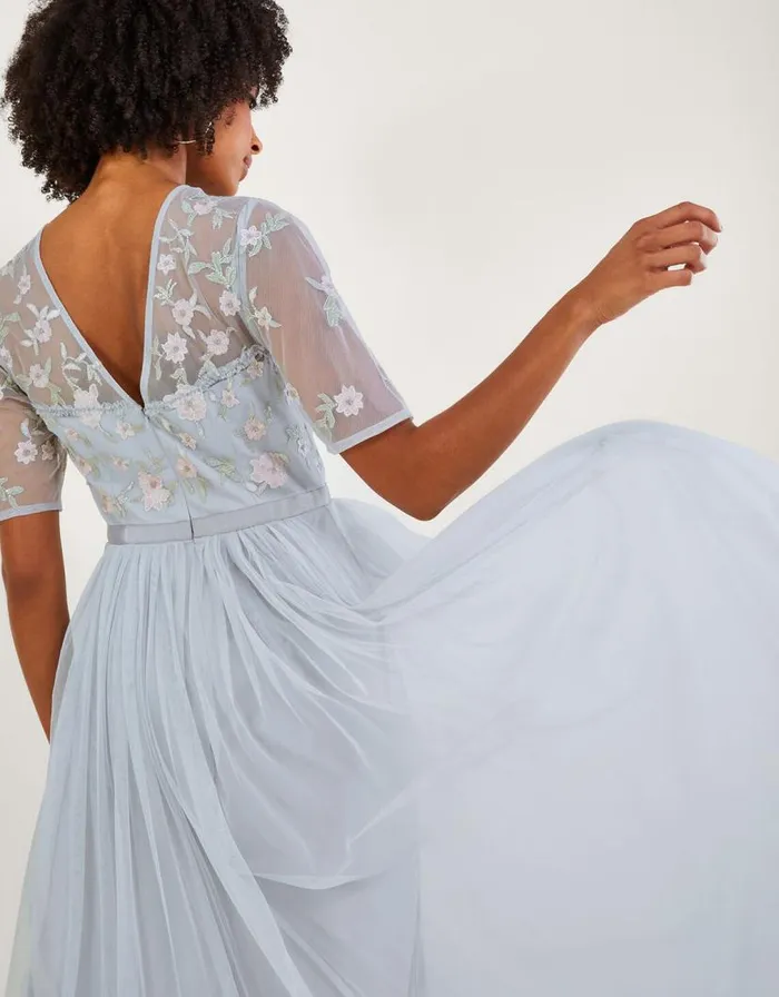 Monsoon Harri Embellished Maxi Dress Silver Women Occasionwear