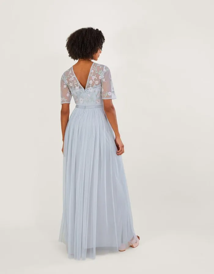 Monsoon Harri Embellished Maxi Dress Silver Women Occasionwear