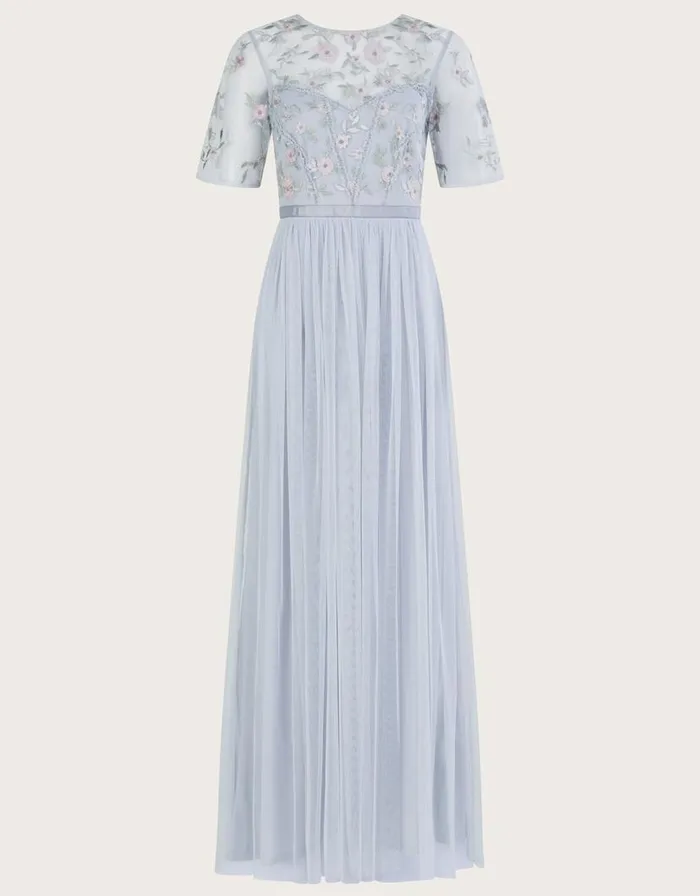 Monsoon Harri Embellished Maxi Dress Silver Women Occasionwear