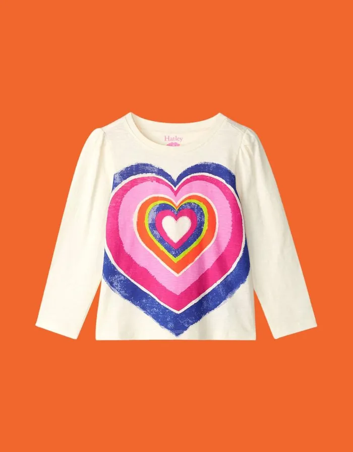 Monsoon Hatley Layered Heart Long Sleeve Top Multi Children Tops and Tshirts