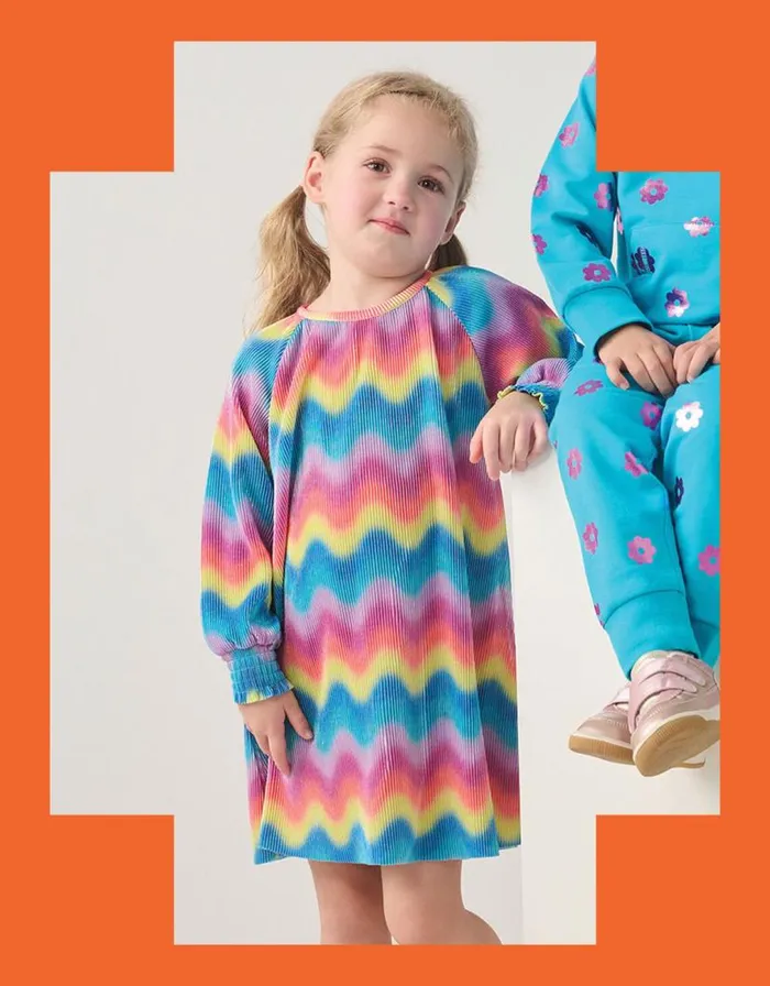 Monsoon Hatley Wave Pleated Dress Multi Children Dresses
