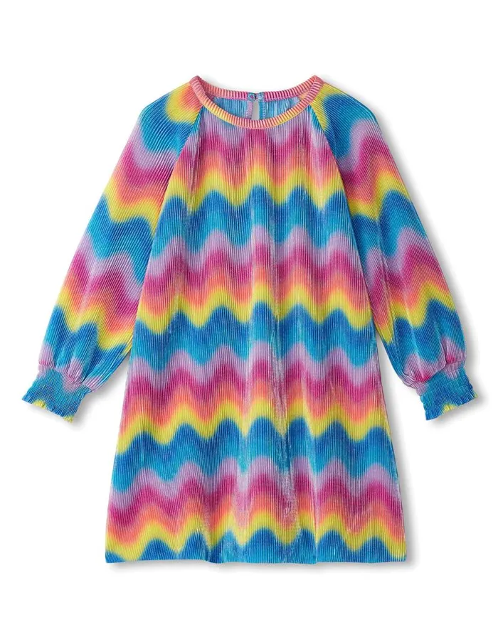 Monsoon Hatley Wave Pleated Dress Multi Children Dresses