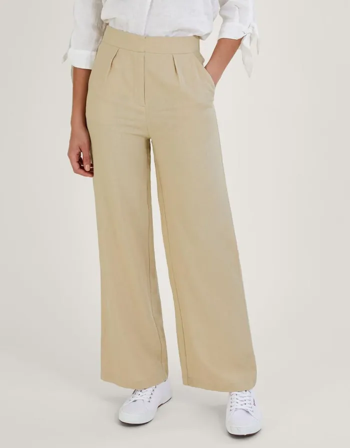 Monsoon Jenny Shorter Length Trousers In Linen Blend Natural Women Trousers and Jeans Monsoon Jenny Shorter Length Trousers In Linen Blend Natural Women Trousers and Jeans
