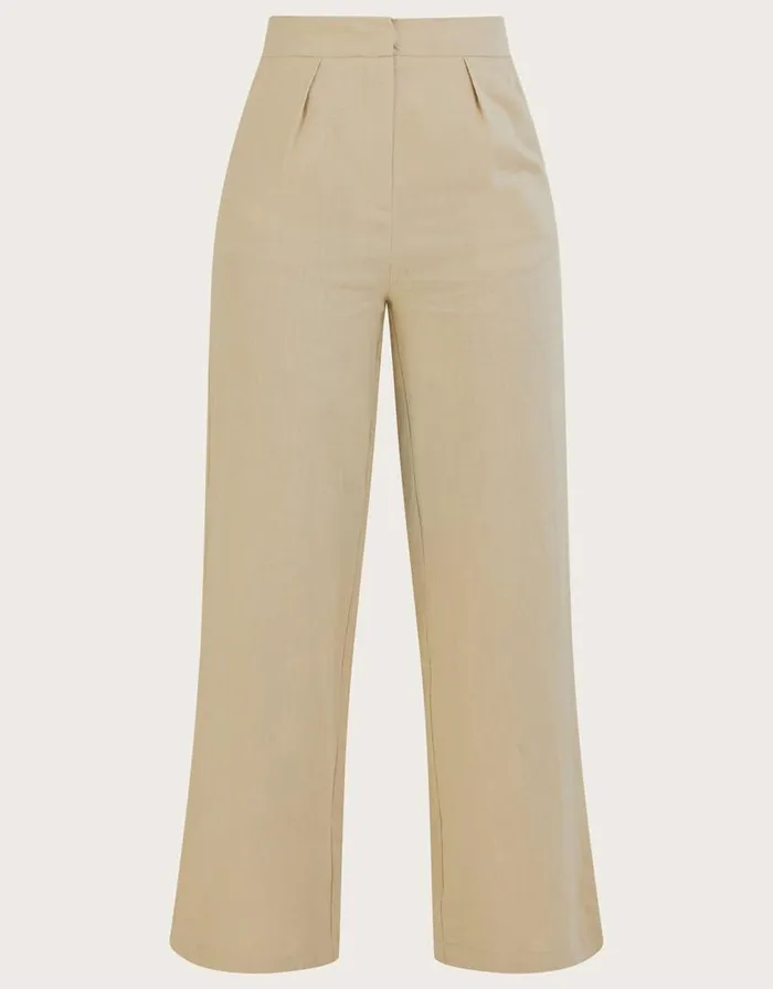 Monsoon Jenny Shorter Length Trousers In Linen Blend Natural Women Trousers and Jeans Monsoon Jenny Shorter Length Trousers In Linen Blend Natural Women Trousers and Jeans
