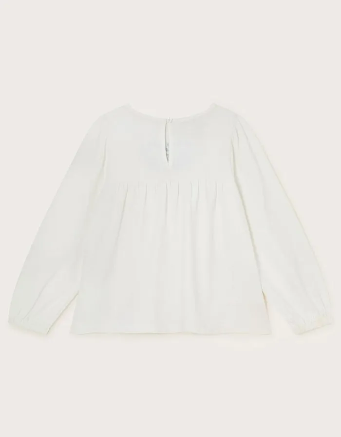 Monsoon Long Sleeve Floral Embroidered Top Cream Children Tops and Tshirts Monsoon Long Sleeve Floral Embroidered Top Cream Children Tops and Tshirts