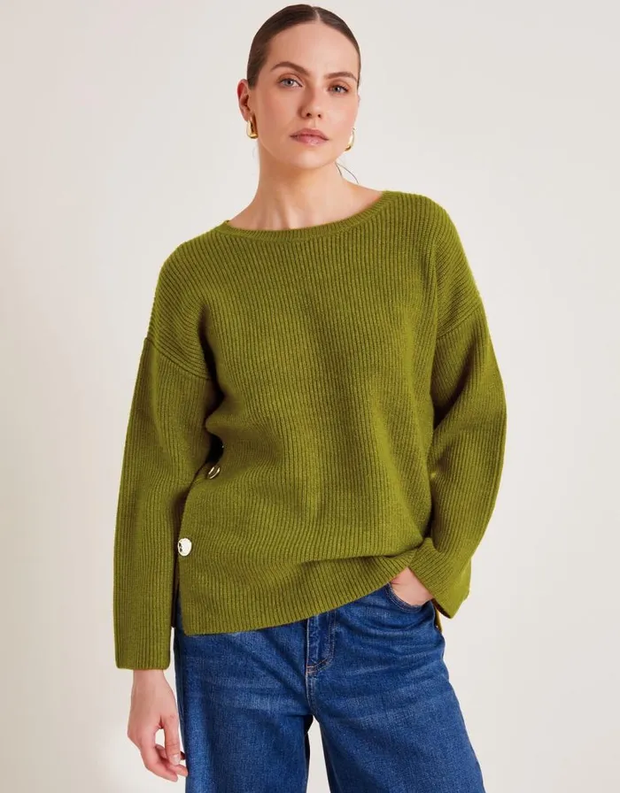 Monsoon Luci Longline Jumper Green Women Knitwear