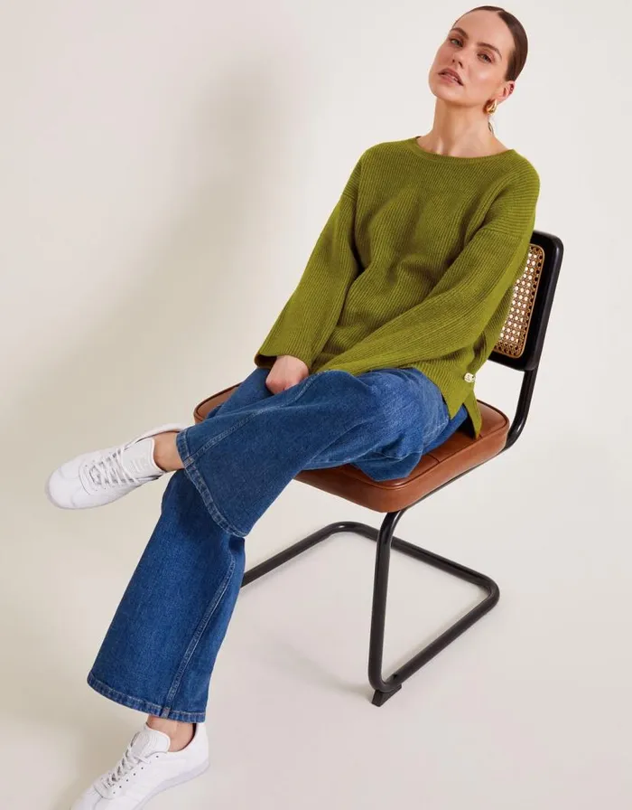 Monsoon Luci Longline Jumper Green Women Knitwear Monsoon Luci Longline Jumper Green Women Knitwear