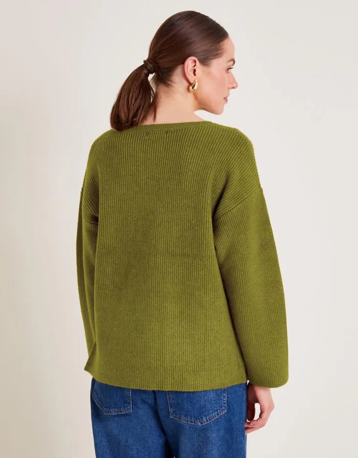 Monsoon Luci Longline Jumper Green Women Knitwear Monsoon Luci Longline Jumper Green Women Knitwear