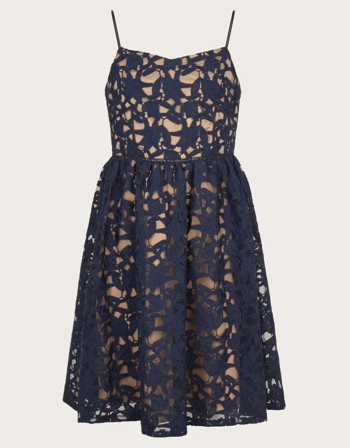 Monsoon Mabel Lace Strappy Prom Dress Blue Children Dresses