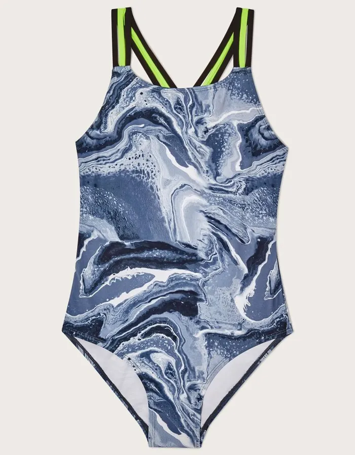 Monsoon Marble Strap Swimsuit Black Children Beachwear and Swimwear