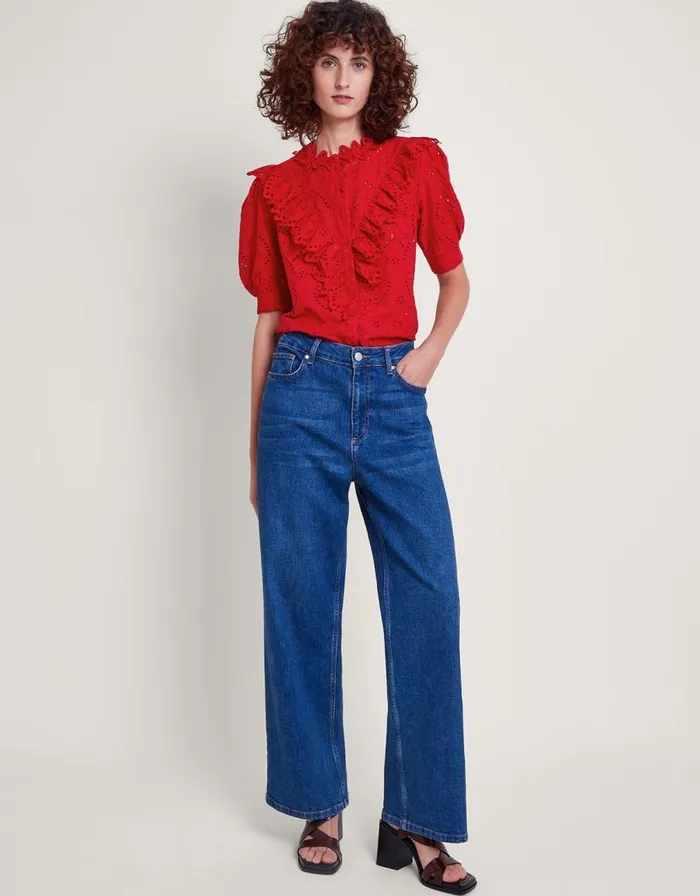 Monsoon Mari Broderie Blouse Red Women Tops and Blouses Monsoon Mari Broderie Blouse Red Women Tops and Blouses