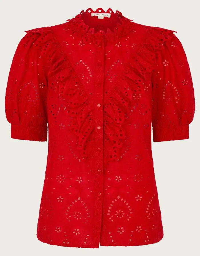 Monsoon Mari Broderie Blouse Red Women Tops and Blouses Monsoon Mari Broderie Blouse Red Women Tops and Blouses