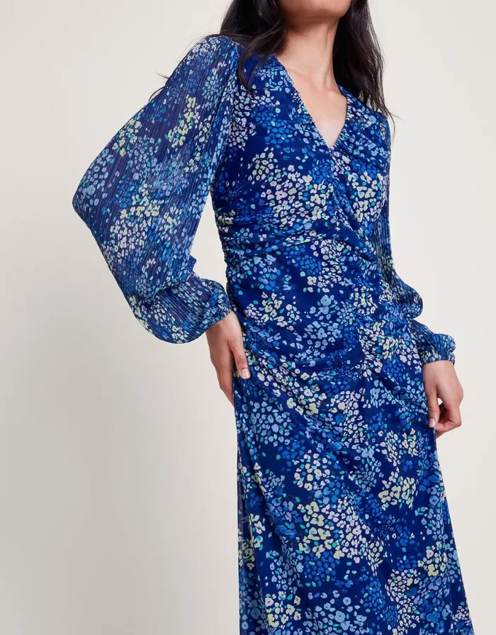 Monsoon Micola Print Mesh Dress Blue Women Occasion Dresses Monsoon Micola Print Mesh Dress Blue Women Occasion Dresses