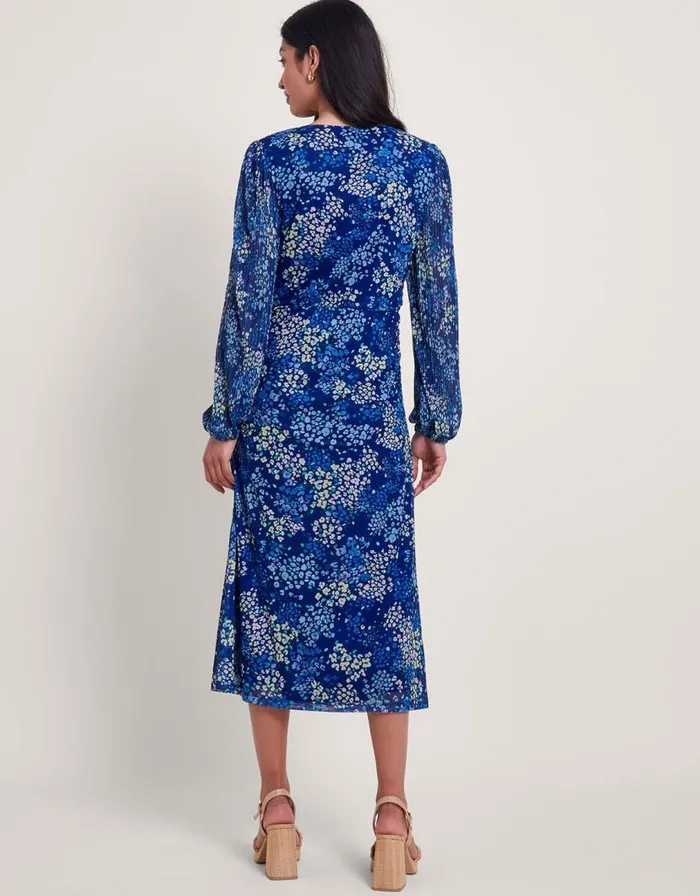 Monsoon Micola Print Mesh Dress Blue Women Occasion Dresses Monsoon Micola Print Mesh Dress Blue Women Occasion Dresses