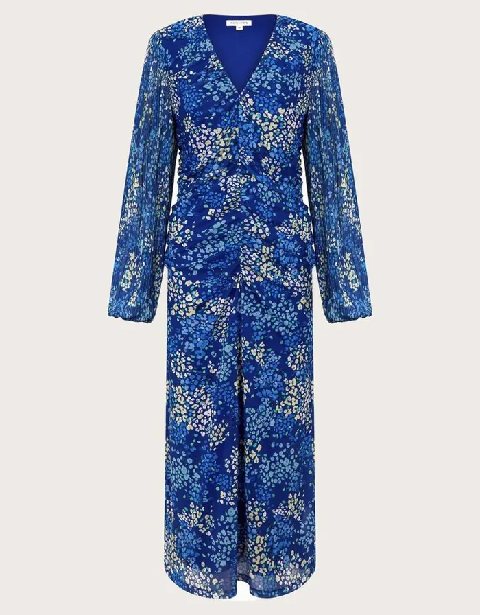Monsoon Micola Print Mesh Dress Blue Women Occasion Dresses Monsoon Micola Print Mesh Dress Blue Women Occasion Dresses