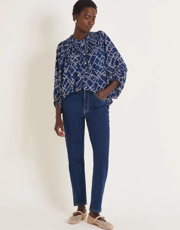 Monsoon Neva Artisan Blouson Blouse Blue Women Tops and Blouses Monsoon Neva Artisan Blouson Blouse Blue Women Tops and Blouses