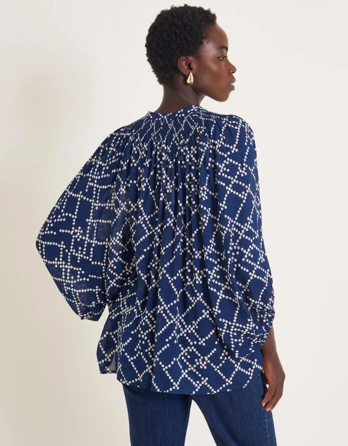 Monsoon Neva Artisan Blouson Blouse Blue Women Tops and Blouses Monsoon Neva Artisan Blouson Blouse Blue Women Tops and Blouses