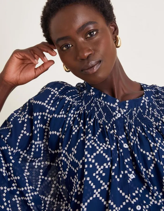 Monsoon Neva Artisan Blouson Blouse Blue Women Tops and Blouses Monsoon Neva Artisan Blouson Blouse Blue Women Tops and Blouses
