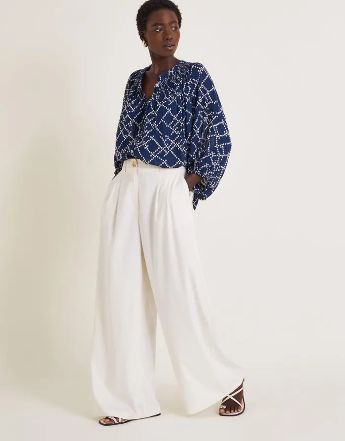 Monsoon Neva Artisan Blouson Blouse Blue Women Tops and Blouses Monsoon Neva Artisan Blouson Blouse Blue Women Tops and Blouses