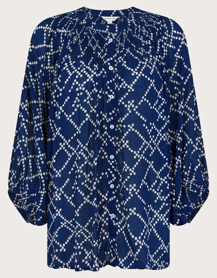 Monsoon Neva Artisan Blouson Blouse Blue Women Tops and Blouses Monsoon Neva Artisan Blouson Blouse Blue Women Tops and Blouses