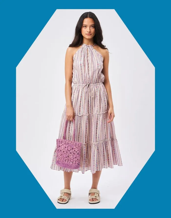 Monsoon Petite Mendigote Daisy Midi Dress Pink Women Summer Dresses