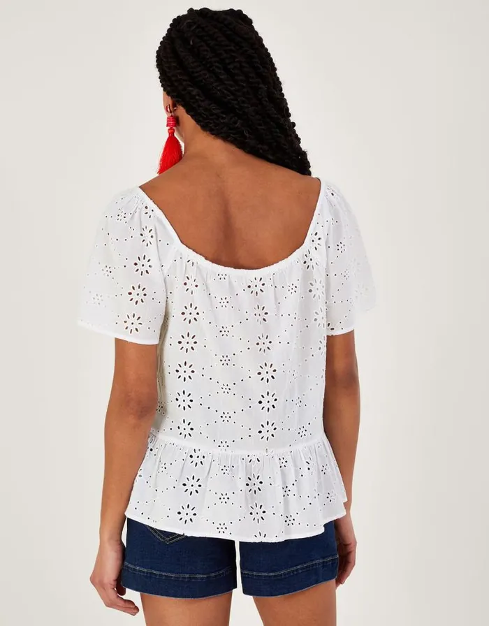 Monsoon Plain Schiffli Top White Women Tops and Blouses Monsoon Plain Schiffli Top White Women Tops and Blouses