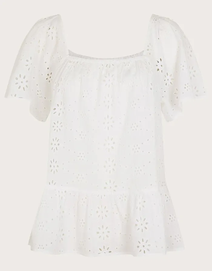 Monsoon Plain Schiffli Top White Women Tops and Blouses Monsoon Plain Schiffli Top White Women Tops and Blouses