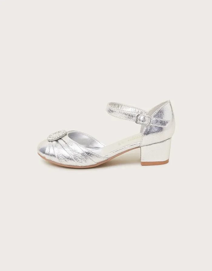 Monsoon Pleated TwoPart Heels Silver Children Partywear Monsoon Pleated TwoPart Heels Silver Children Partywear