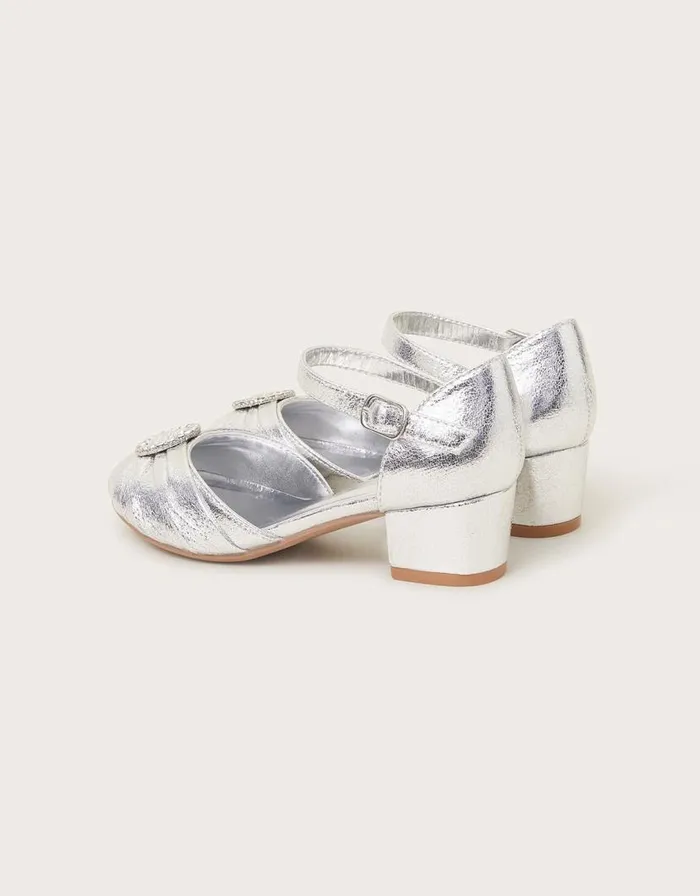 Monsoon Pleated TwoPart Heels Silver Children Partywear Monsoon Pleated TwoPart Heels Silver Children Partywear