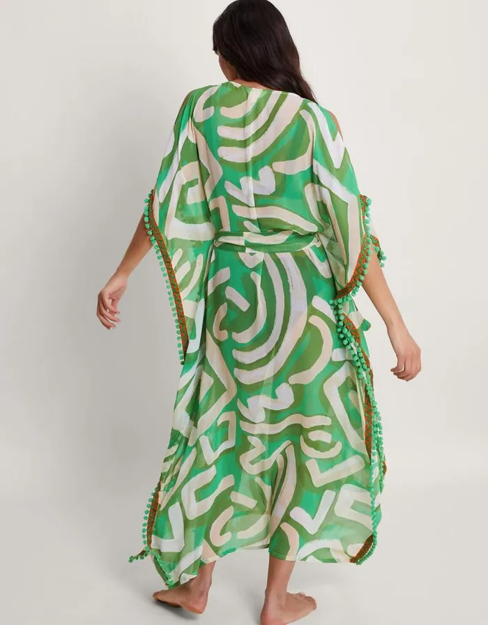 Monsoon Posy Print Maxi Kaftan Green Women Beachwear and Swimwear