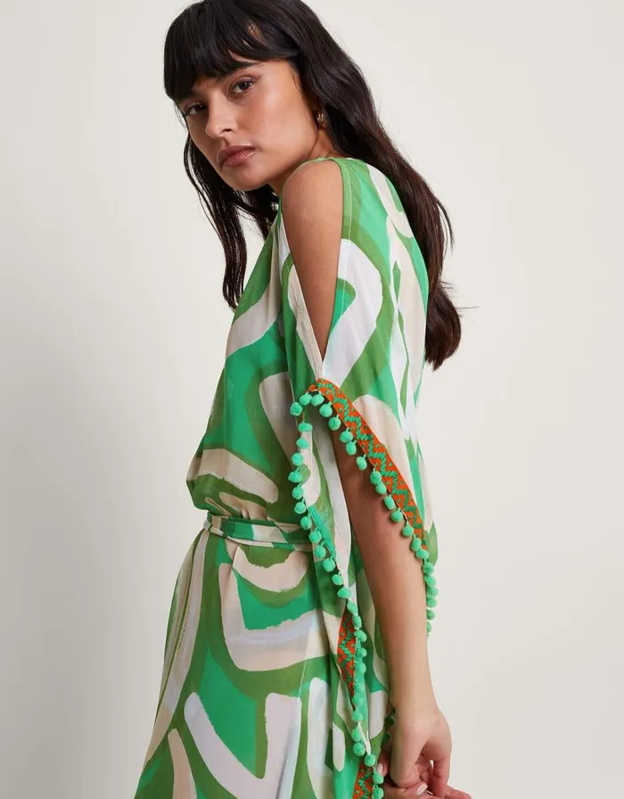 Monsoon Posy Print Maxi Kaftan Green Women Beachwear and Swimwear