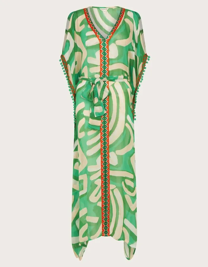 Monsoon Posy Print Maxi Kaftan Green Women Beachwear and Swimwear